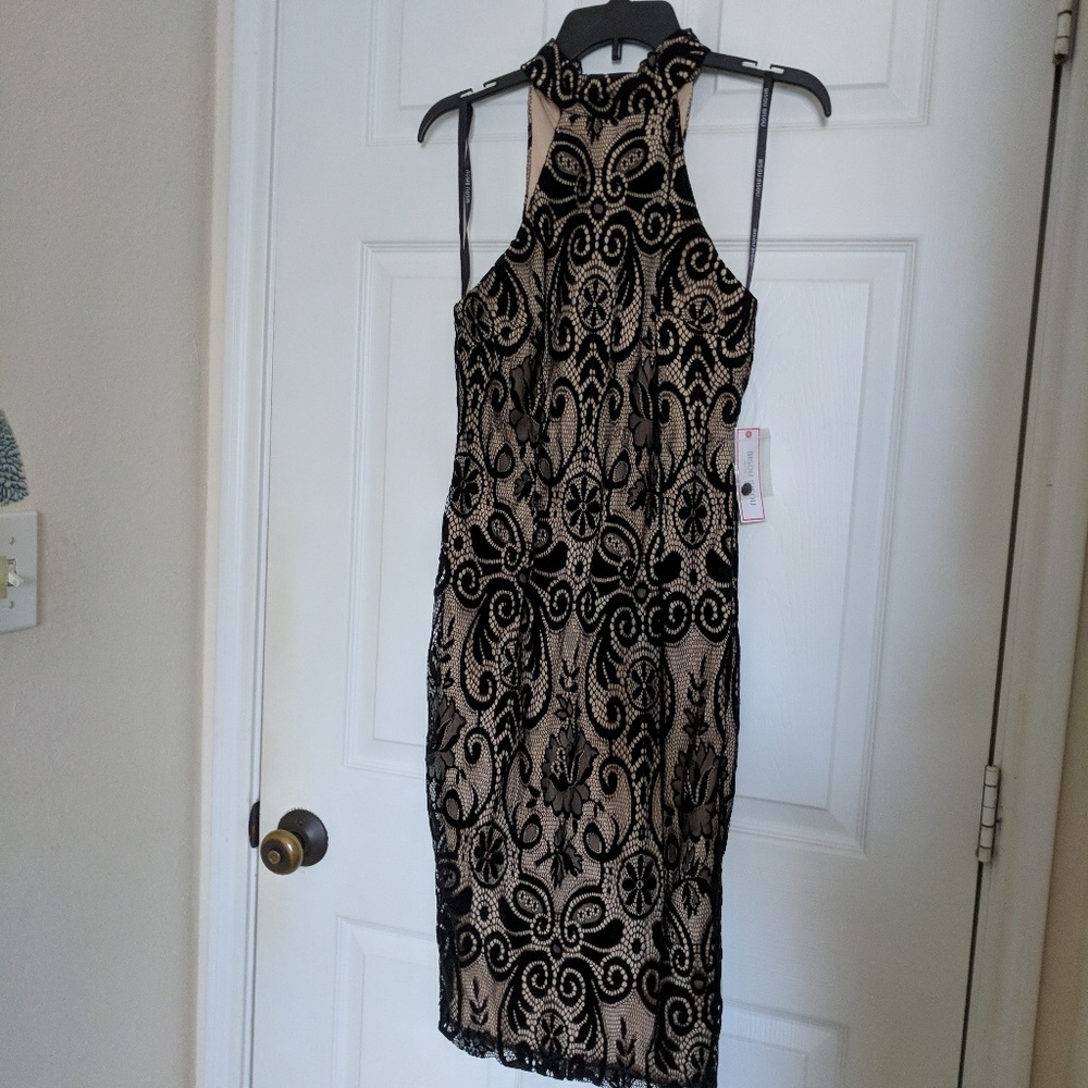 Bisou Bisou Black and Cream Midi Dress